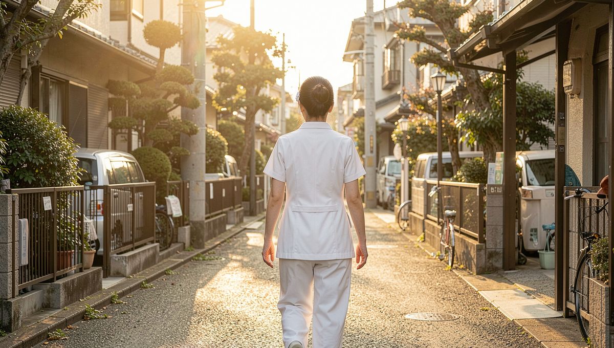 医療・介護の現場を支える看護師の後ろ姿